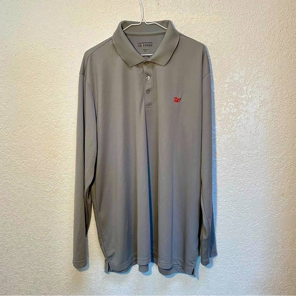 Walgreens Polo Men’s 2XL Employee Work Uniform Grey Long Sleeve Shirt Workwear - Picture 1 of 10